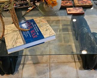 Glass coffee table