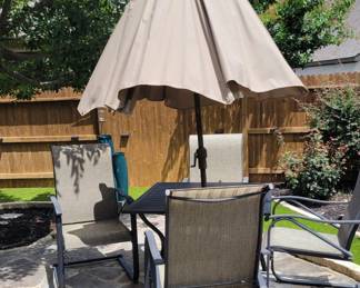 Outdoor tableUmbrella4 Chairs