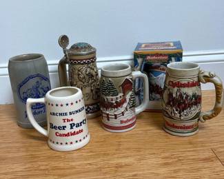 091 sixmixedcollectiblebeersteinsandmu