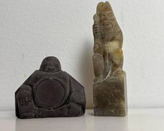 102 twosmallcarvedchinesesoapstoneschol