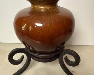 066 brownceramicvasewithglossyglazeon
