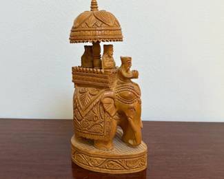 161 carvedwoodenelephantstatuewithhowda