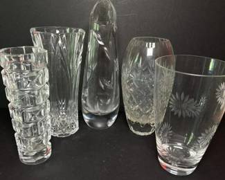 259 setof5clearglassmixedstylevases