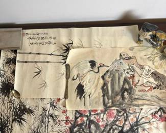 124 threehandpaintedchinesewatercolorin