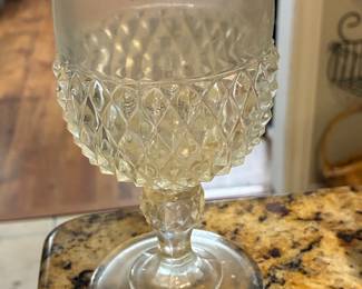 Indiana Glass Diamond Point Clear Wine Goblet
