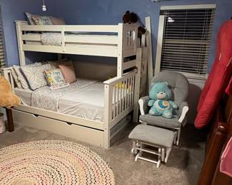 White Twin over Full Bunk Bed with Trundle