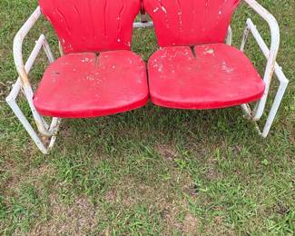 Crosley Griffith 3-Piece Red Metal Outdoor Conversation Seating Set