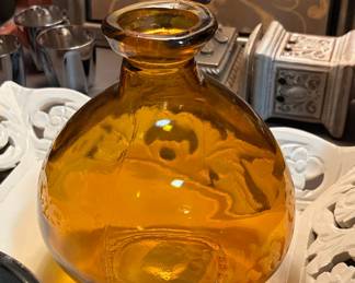 Vintage Amber Glass Genie Bottle