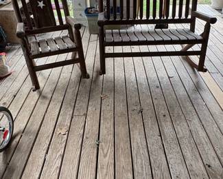 Log Cabin Style Rocking Chair and Loveseat Set