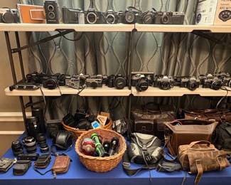 Assorted Vintage 35mm Film Cameras and Accessories