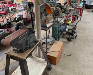 Assorted Power Tools and Hand Tools. Tool Boxes and Tool Stands.