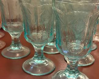 Indiana Glass "Recollection" Teal Water Goblets