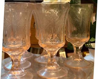 Indiana Glass Madrid Recollection Pink Footed Tumblers