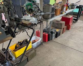 Assorted Power Tools and Hand Tools. Tool Boxes and Tool Stands.