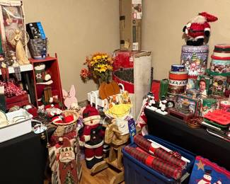 Assorted Christmas Decorations and Children's Toys