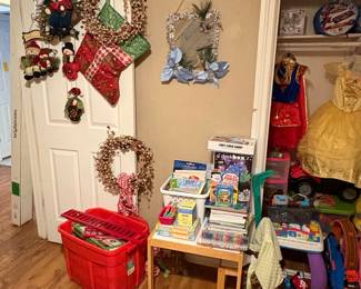 Assorted Christmas Decorations and Children's Toys