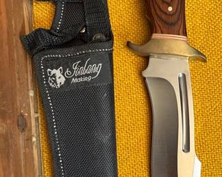 Bowie Knife with Wood Handle and Sheath