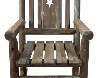 Rustic Log Rocking Chair with Star Cutout
