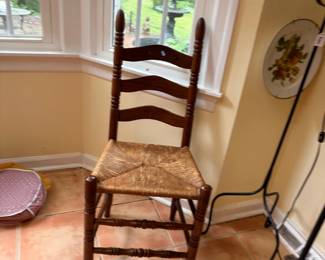 Antique ladder-back rush seat chair