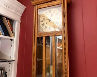 Antique oak Eastlake regulator wall clock