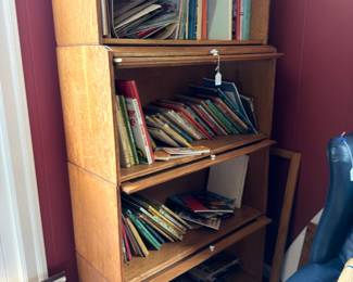 Antique oak barrister stacking bookcase with books