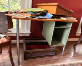 Mid-century green metal tanker desk