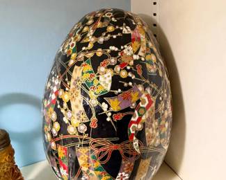 Large Japanese hand-painted decorative egg