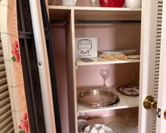 Cabinet of teapots, china and glassware