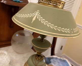 Vintage green tole student desk lamp