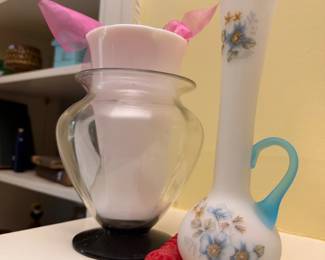 Hand-painted floral bud vases