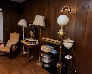 Floor lamps, table lamps and rocking chair