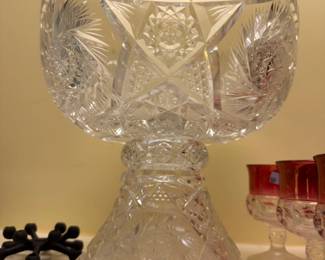 American Brilliant cut glass punch bowl
