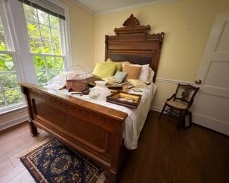 Antique Eastlake Victorian carved bed