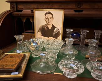 Cut crystal candlesticks and bowls collection