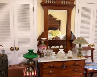 Victorian marble-top dresser with mirror