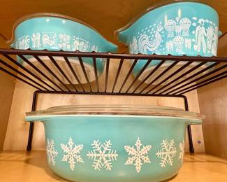 Turquoise Butterprint / Snowflake PYREX