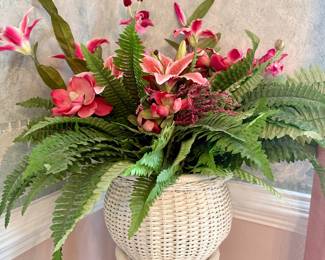 Vintage wicker three-tiered plant stand