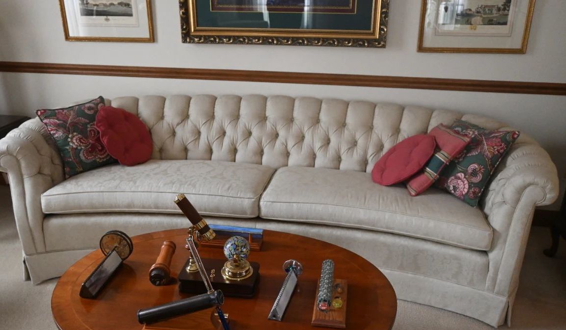 Ethan Allen curved half-moon crescent sofa