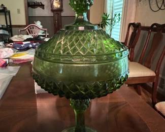 Indiana Glass green candy dish