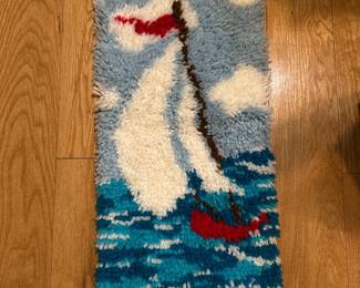 Hooked rug wall hanging
