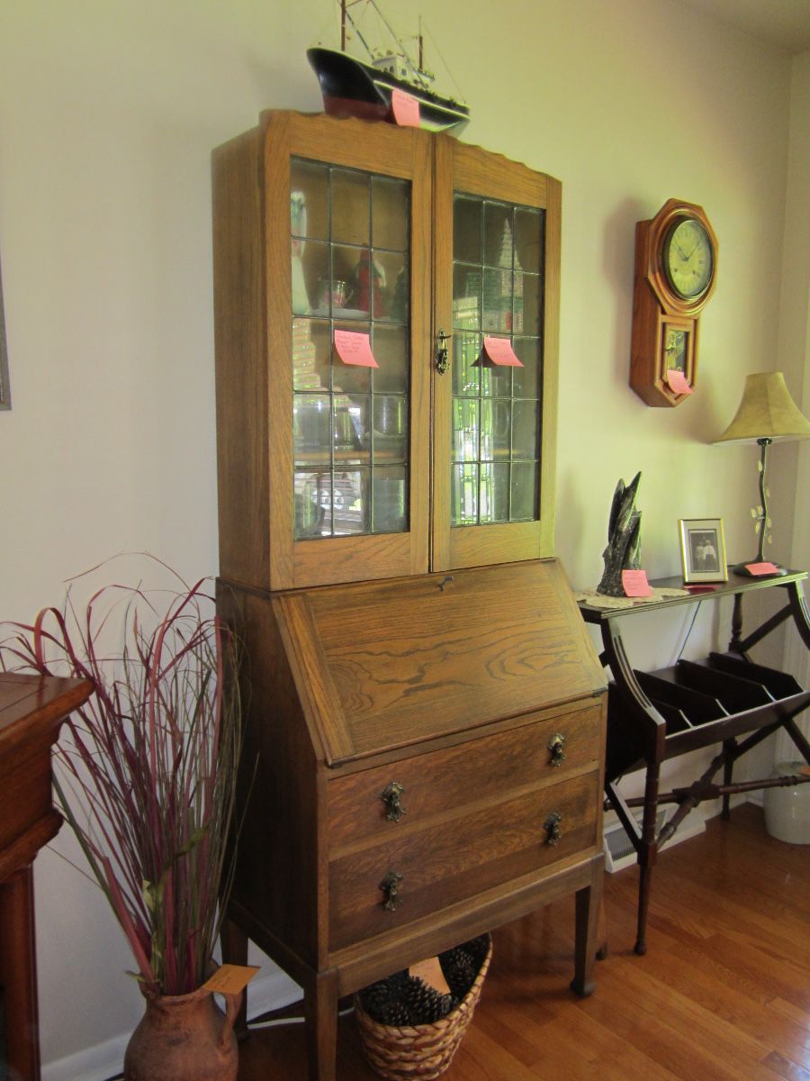 Antique Glass front desk oak