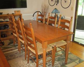 Oak table and chairs 72" length