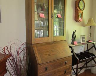 Antique Glass front desk oak