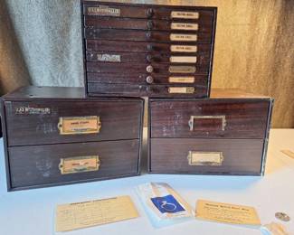 Vintage C. E. Marshall Watchmaker Cabinets Friction Jewels, Swiss Staffs, Crystals parts