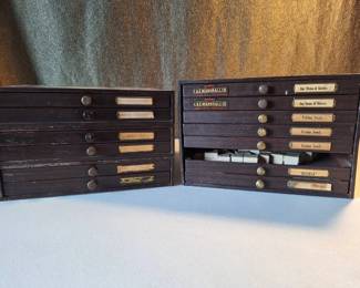 C. E. Marshall Co. Watchmaker Parts Cabinets with Jewels, Stems, Sleeves Movement Parts