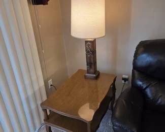 Pair of End Tables with Matching Table Lamps