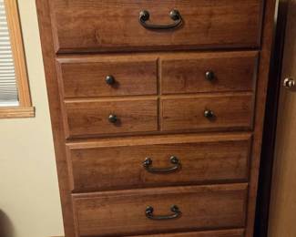 Rustic Wood 8Drawer Chest of Drawers matches the rest of the bedroom set