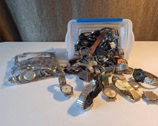 Large Lot of Vintage Timex Wristwatches, Cases, Bands Parts