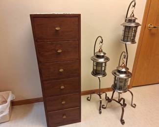 Slim Storage Cabinet Inspirational Lantern Decor Set