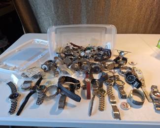 Large Fossil Wristwatch Collection with Additional Vintage Contemporary Watches, Bands and Parts